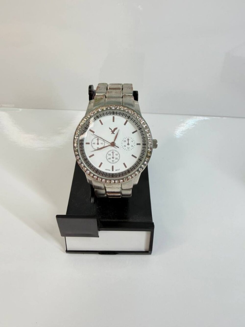 American Eagle Crystal Bezel Watch – Silver Tone